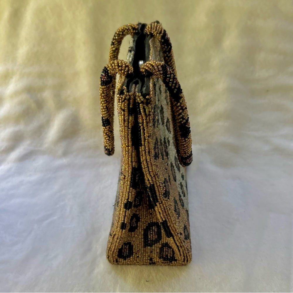 Vintage Christiana Leopard Print Beaded Handbag Purse - Picture 8 of 16